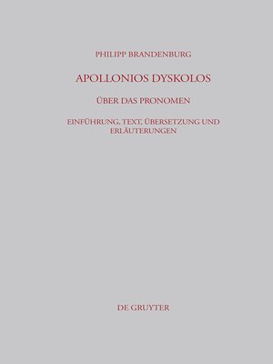 cover image of Apollonios Dyskolos. Über das Pronomen